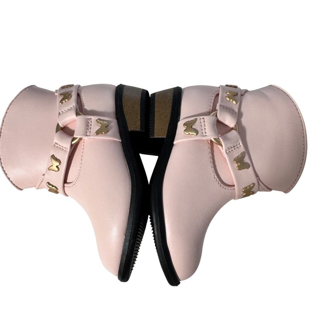 Cat & Jack Girls Butterfly Pink Gracie Boots size 5 Faux Leather Strappy Zip New - Picture 3 of 15